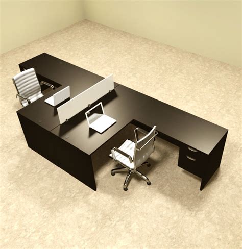 Two Person L Shaped Divider Office Workstation Desk Set Ot Sul Fp40