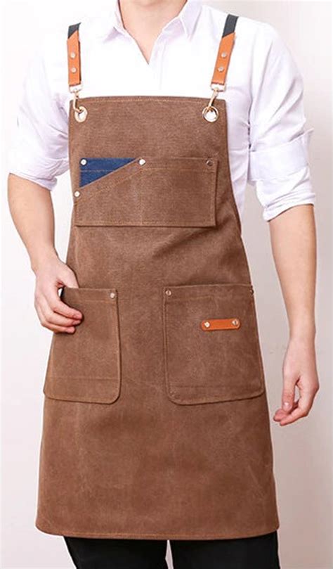 Canvas Apron Cross Back Adjustable With Pockets For Women And Etsy