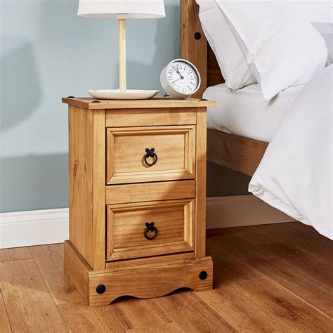 Corona Pine Bedside Cabinet 2 Drawer Bedroom Drawers Side Table