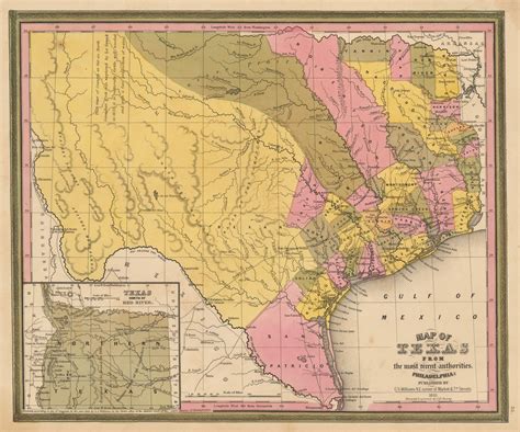Vintage Map Of Texas By Tanner 1845 The