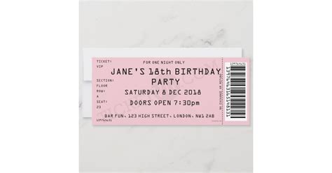 Pink Concert Ticket Party Invitation Zazzle