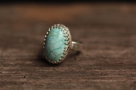 Beautiful Australian Turquoise Ring Set In Silver By HammeredandFired