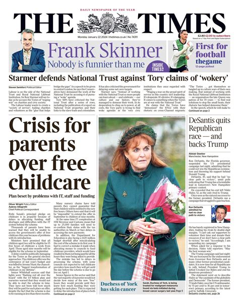 Times Front Page Nd Of January Tomorrow S Papers Today