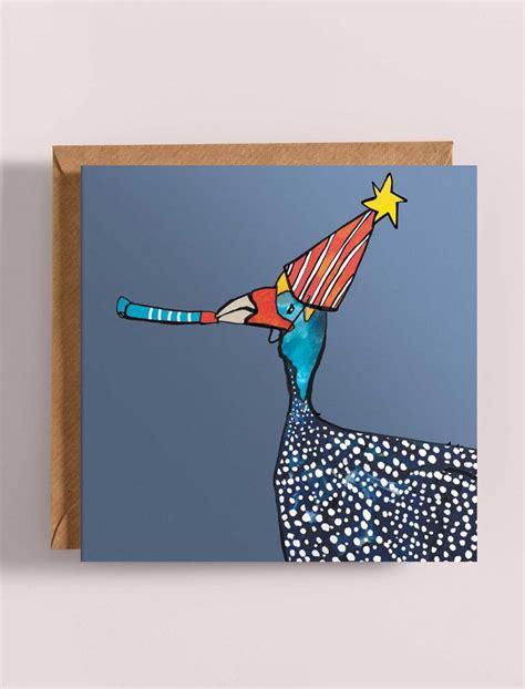 Birthday Guinea Fowl Greetings Card Katie Cardew Illustrations