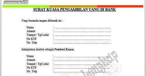 Maybe you would like to learn more about one of these? Contoh Surat Kuasa Pengambilan Uang di Bank doc