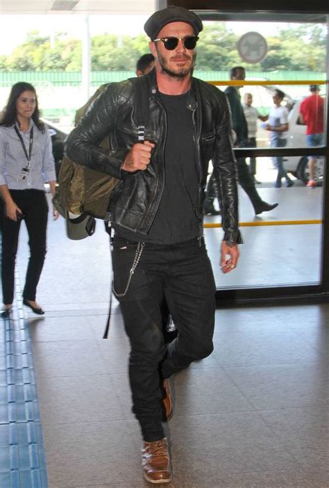 David Beckham Looks Stylish In Leather Biker Jacket As He Jets Home