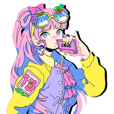 Anime Girl Kawaii Neon Rainbow 80s Moeshop
