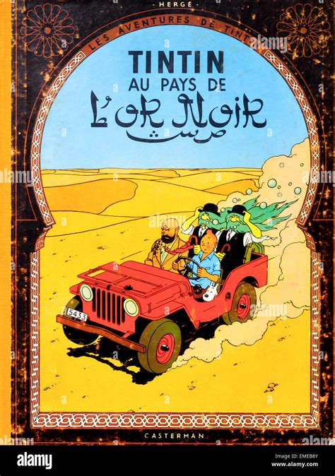 Tintin Au Pays De Lor Noir 194050s Vintage Tintin Book Cover Stock