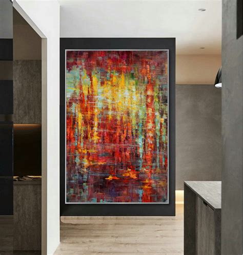Large Colorful Vertical Modern Contemporary Abstract Wall Art Palette ...