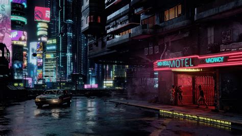 Digital wallpaper of city street, city view during nighttime. Cyberpunk 2077 Environment Wallpaper 68936 3840x2160px