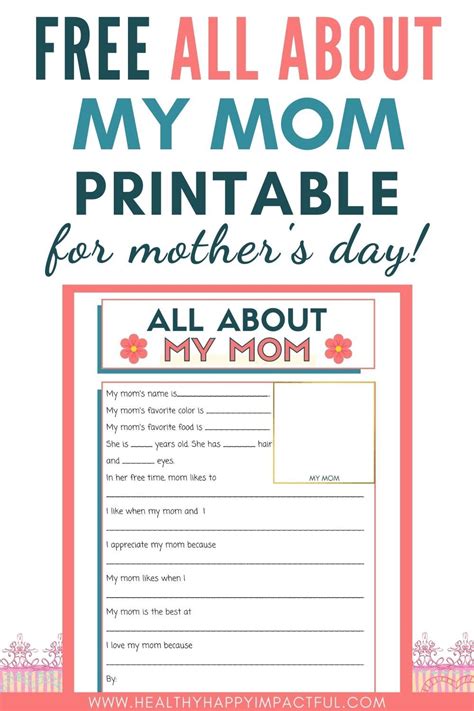 Free Mother's Day Questionnaire: All About My Mom ...