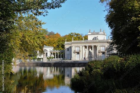 Autumn Time In Warsaw S Royal Baths Park In Polish Lazienki Krolewskie Palace On The Water
