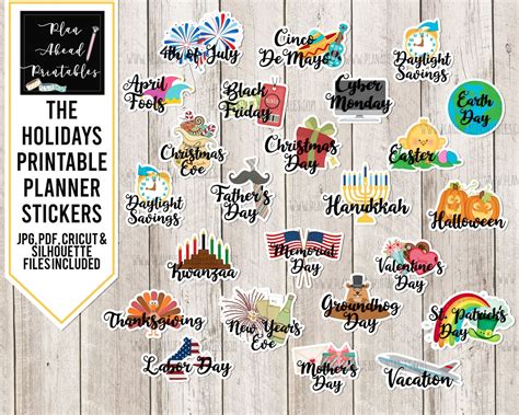 Printable Planner Holiday Events Stickers Happy Planner Erin Etsy