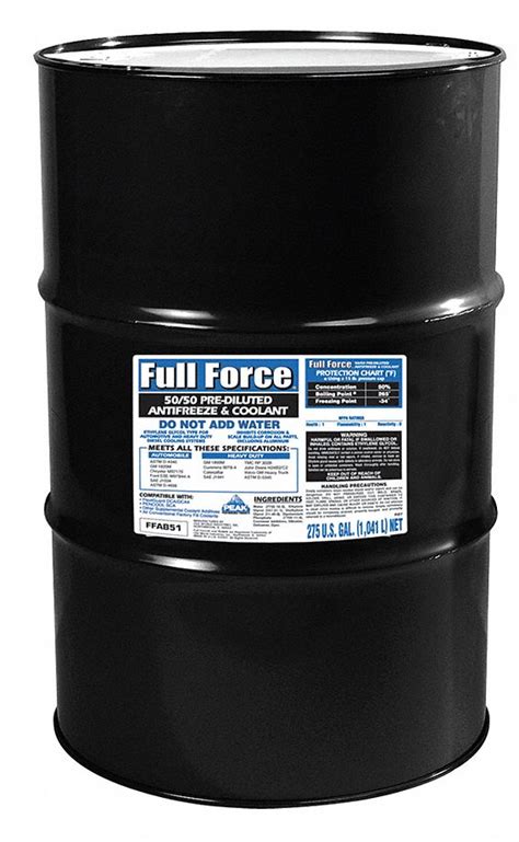 Full Force Antifreeze Coolant 55 Gal Drum Dilution Ratio Pre