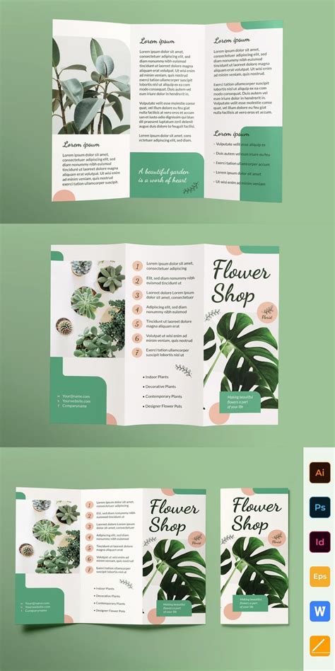 Flower Shop Brochure Trifold Graphic Design Brochure Brochure Design