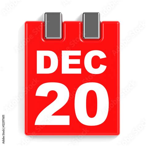 December 20 Calendar On White Background Stock Photo And Royalty