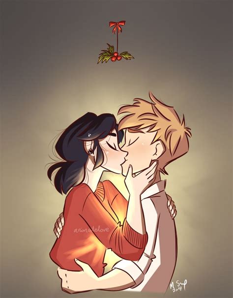 Kissing Under The M̶i̶s̶t̶l̶e̶t̶o̶e̶ Holly Miraculous Ladybug