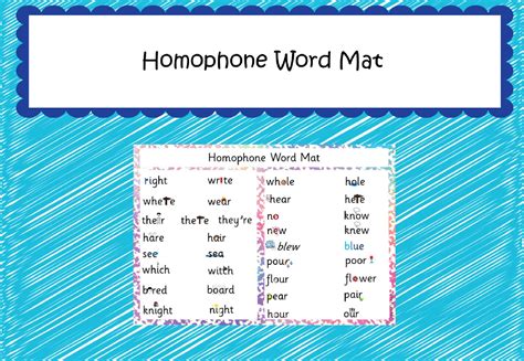 Homophone Word Mats Cursive Version Included Teaching Resources