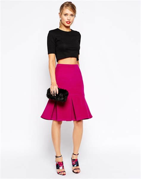 Asos Asos Skirt With Peplum Hem In Wool Texture At Asos Asos Skirts