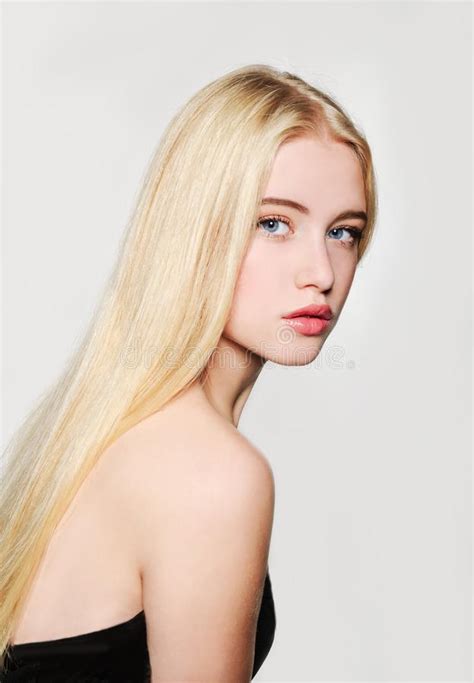 Portrait Of Beautiful Blonde Young Woman Face Spa Model Girl With