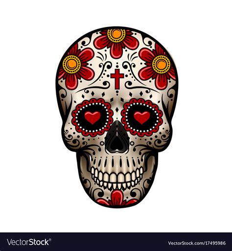 Day Dead Skull Skull Sugar Flower Royalty Free Vector Image