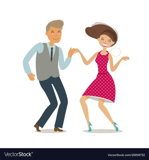 Happy Couple Dancing Dance Twist Cartoon Vector Image