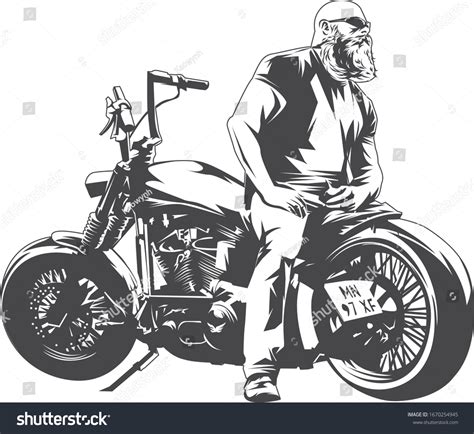 Old Man Biker Vector My Grandfather เวกเตอร์สต็อก ปลอดค่าลิขสิทธิ์