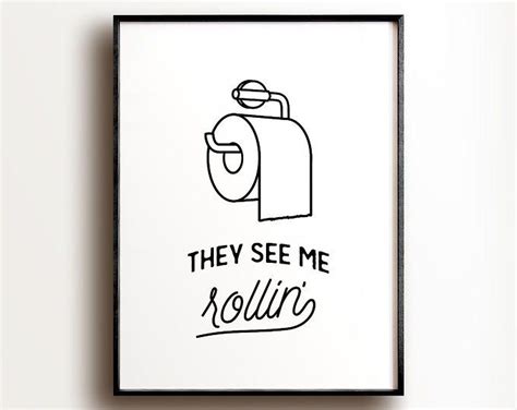 Funny Bathroom Print Printable Art Thats How I Roll Etsy Retro