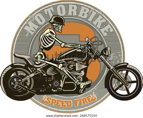 Skeleton On Motorcycle Stock Vector Royalty Free 268575554