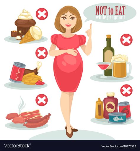 Unhealthy Food For Pregnant Woman Royalty Free Vector Image