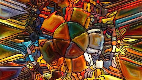Digital Art Abstract Colorful Cgi Circle Glass Lines Broken