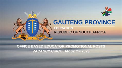 Gauteng Department Of Education Office Based Educator Promotional Posts