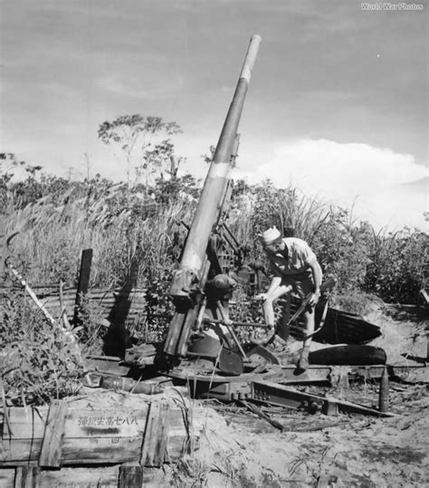 Soldier Captured Japanese Type 88 Anti Aircraft Gun Buna World War Photos