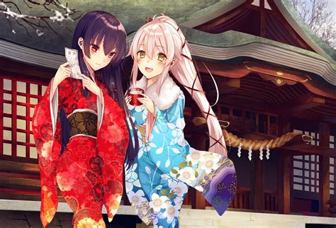 Anime Anime Girls Kimono Traditional Clothing Isokaze