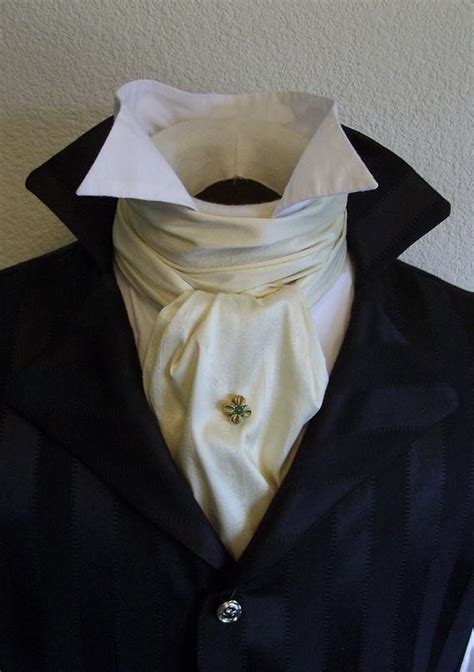 Regency Brummel Victorian Ascot Necktie Tie Cravat Ivory White