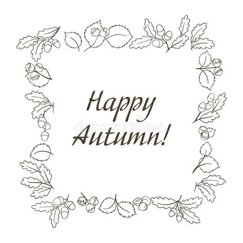Happy Fall Postcard With Seasonal Foliage Nuts And Acorns Stock Vector