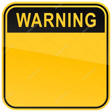 Black And Yellow Blank Warning Sign On White — Stock