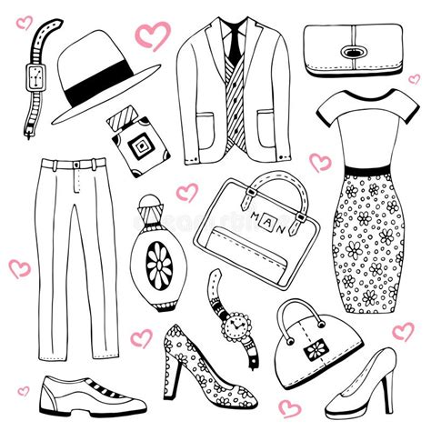 Fashion Clothes And Accessories Set Summer Doodles Collection Vector