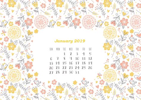 January 2019 Desktop Calendar Wallpaper Cubevast