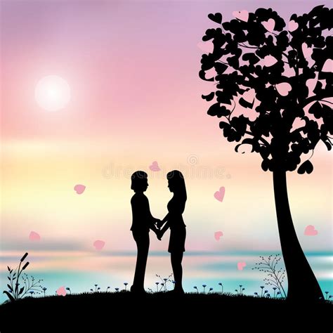 Couple Under The Tree In City Stock Vector Illustration Of House Beautiful 5829936