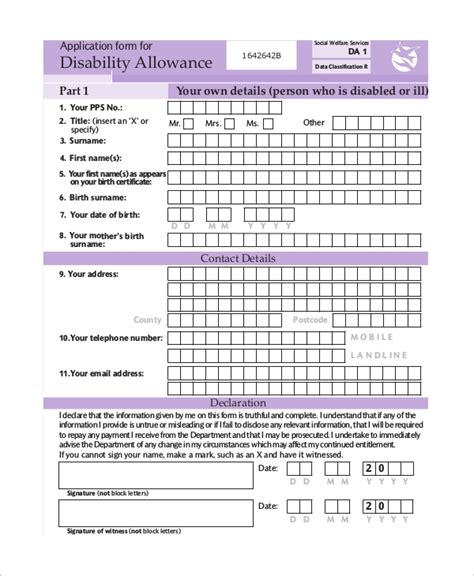 Free 6 Sample Social Security Disability Forms In Pdf