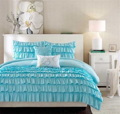 Home furniture furniture design twin comforter sets comforters twins blanket orange bed creature comforts. TWIN/TWIN XL Girls Teen BLUE ROMANTIC RUFFLED RUFFLES ...