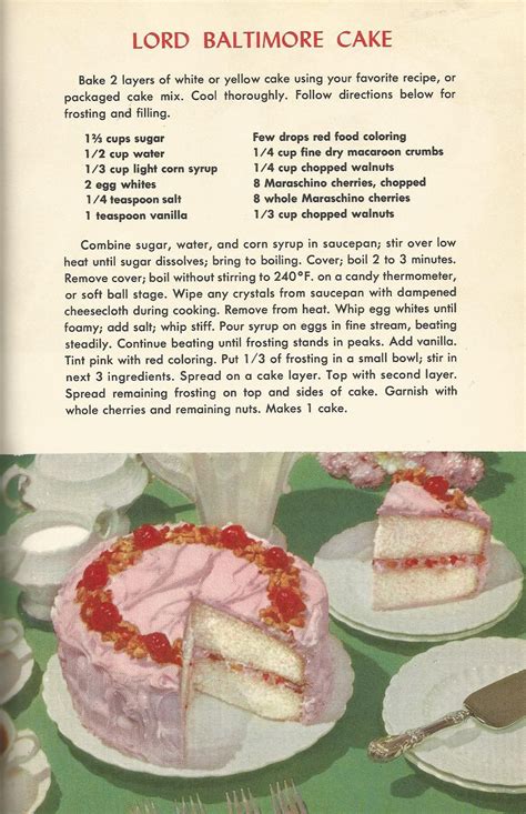 Vintage Recipes 1950s Cakes Vintage Recipes Retro Recipes Vintage