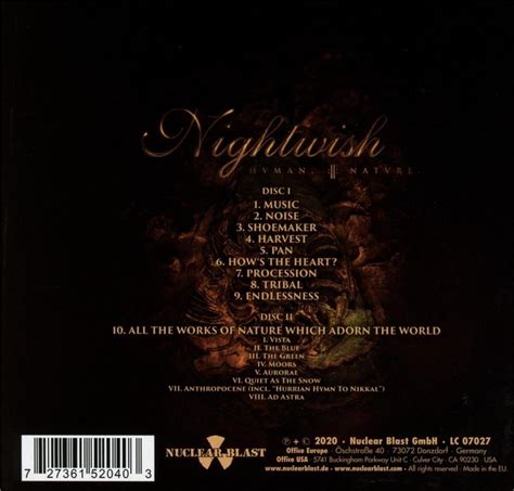 Human Ii Nature Deluxe Edition 2 Cds Von Nightwish Cedede