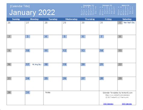 Blank Calendar Templates 2022