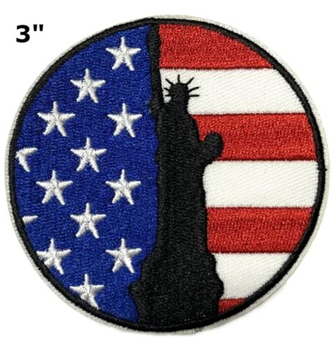 Statue Of Liberty Iron On Patch Embroidered Patriotic Usa American Flag