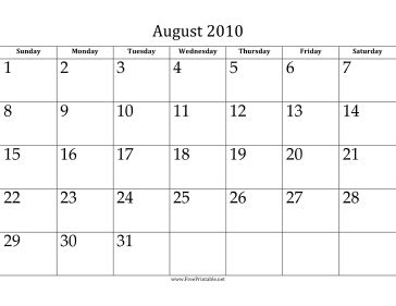 Check spelling or type a new query. Printable August 2010 Calendar