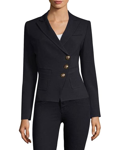 Smythe Synthetic Asymmetrical Wrap Blazer In Black Lyst