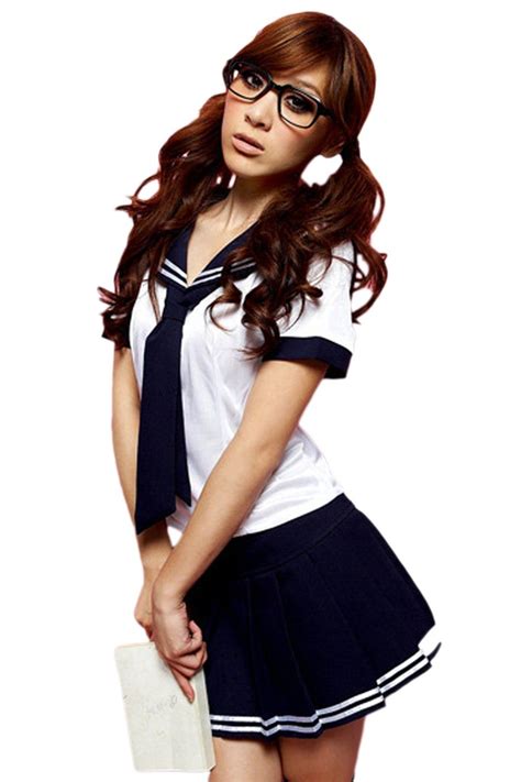 The Atomic Bookish School Girl Costume Features A White Lycra Shirt With A Snap Bottom Front