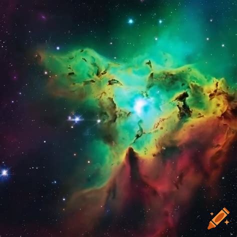 Colorful Space Nebula In Red Green And Yellow On Craiyon
